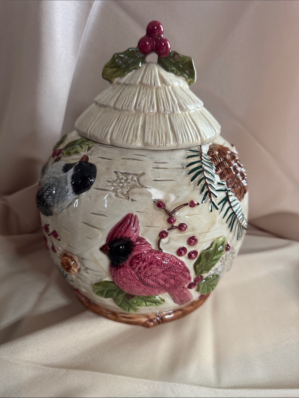Genuine Sonoma Home Goods 3D Ceramic Winter Birds Cookie Jar Knollwood